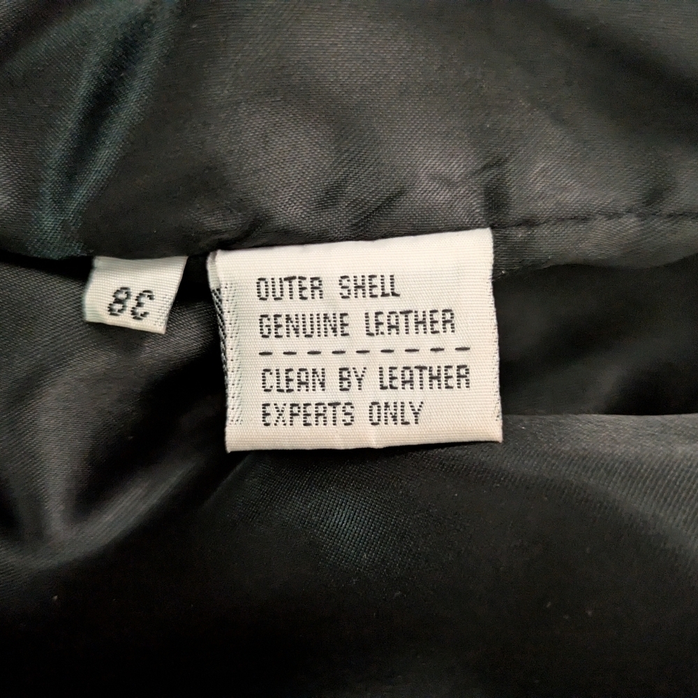 90s Grunge Oversized Style Black Leather Jacket Coat Large Mens Size 38 - Picture 6 of 11